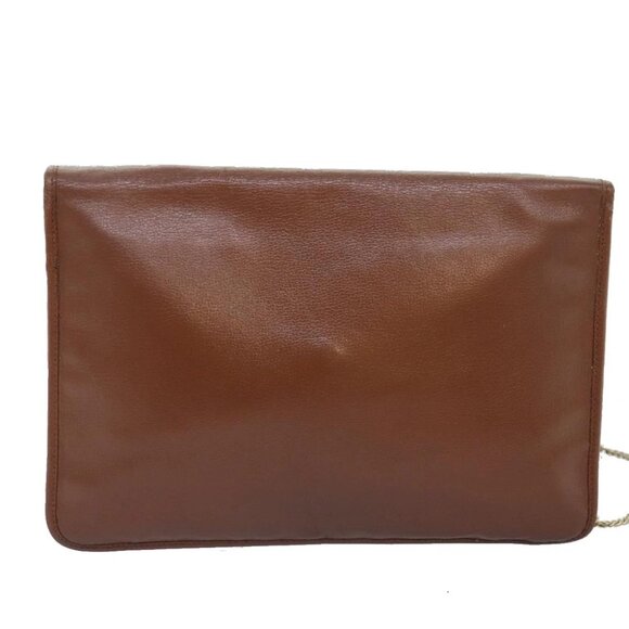 Christian Dior Chain Shoulder Bag Leather Brown Auth yk15370 - Picture 3 of 15